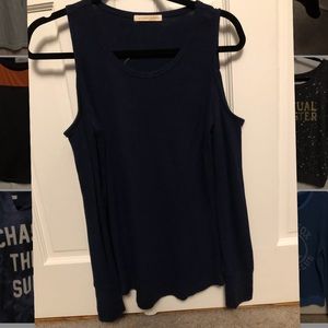 Navy Cold Shoulder Top